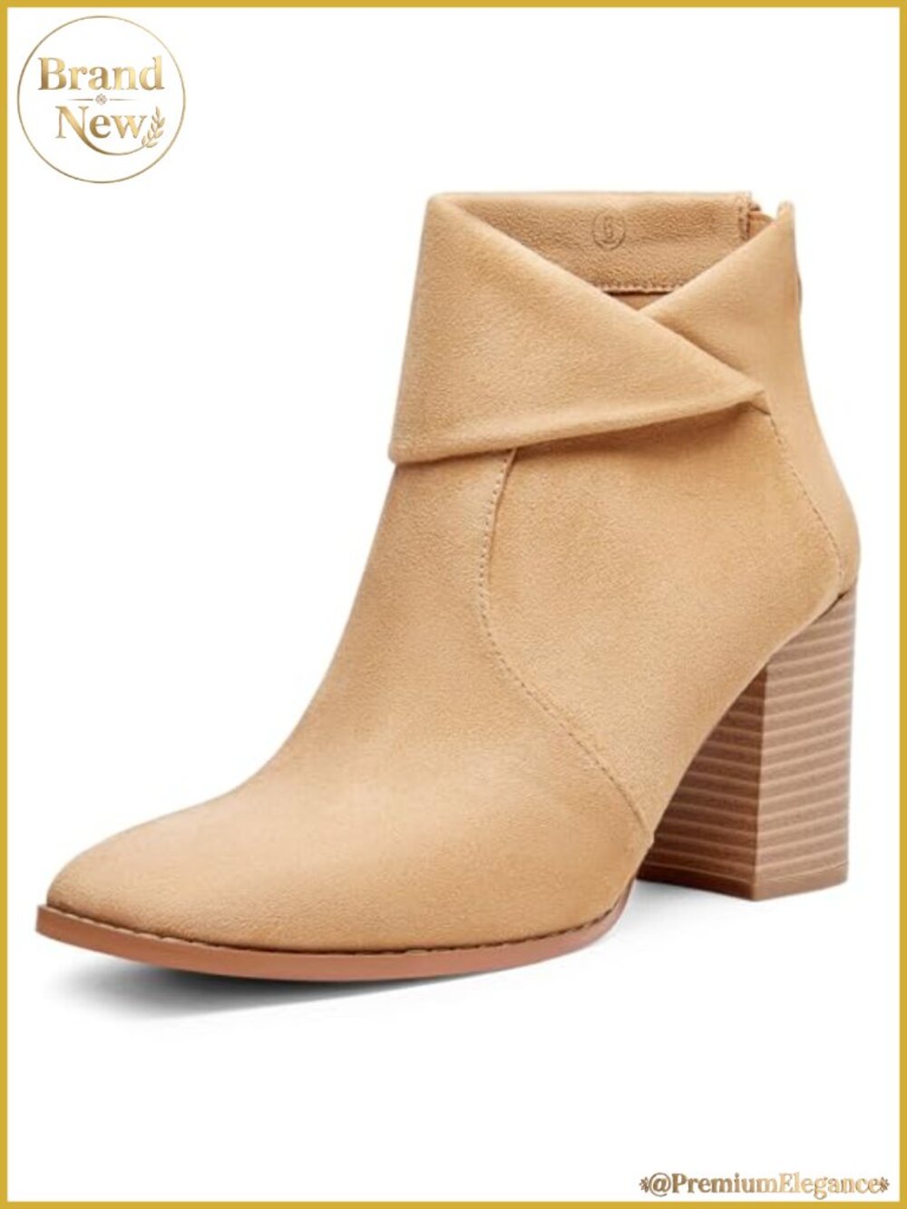 Square Toe Ankle Boots Chunky Heel Slip On Criss Cross Zipper Booties
